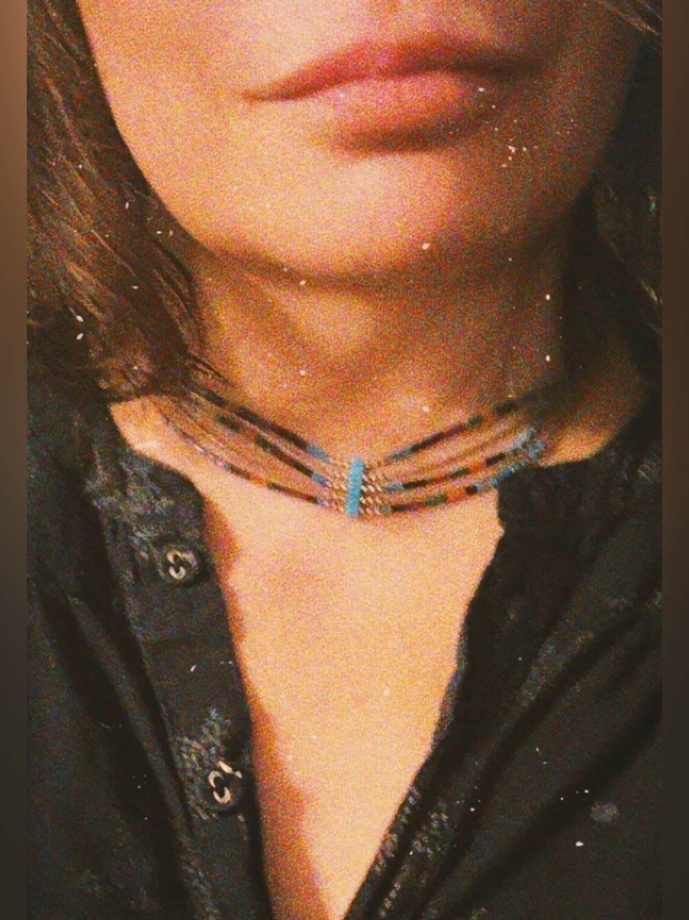 Vintage Navajo Sterling Silver Turquoise Pearl Coral Necklace, 17.5 in - Picture 2 of 9